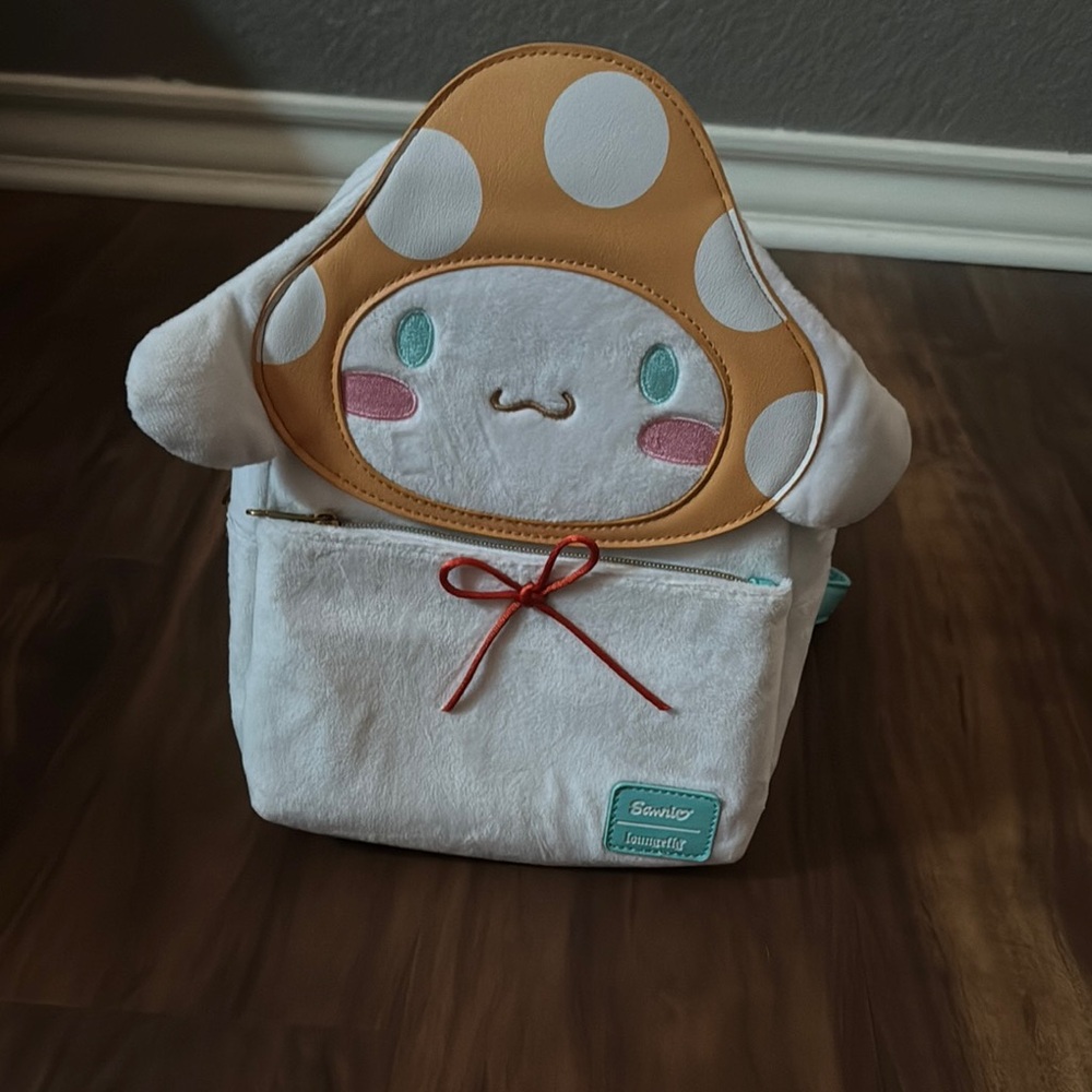 Loungefly White and Orange Mushroom Backpack